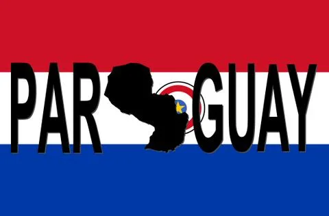 Paraguay text with map イラスト素材