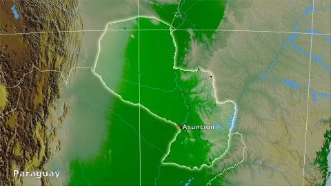 Paraguay, topographic physical - composition 스톡 일러스트