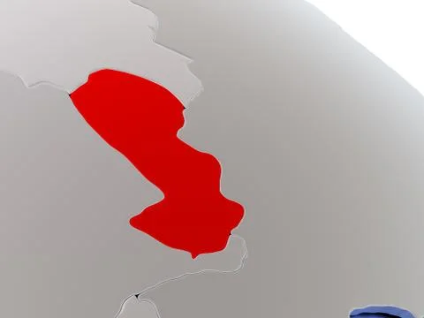 Paraguay on world map Stock Illustration