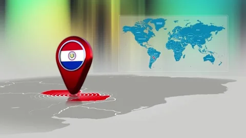 Paraguay World Map Pin Location Background Loop 4k Stock Footage 341771712