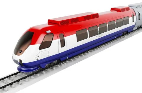 Paraguayan flag painted on the high speed train. Rail travel in the Paraguay, 스톡 일러스트