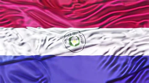 Paraguayan Flag Waving Realistic 3D Cloth Motion. Stock Footage 336766652