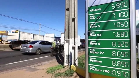 Paraguayan government will create a fund to mitigate the rise in fuels, Asunción Stock Footage 204112948