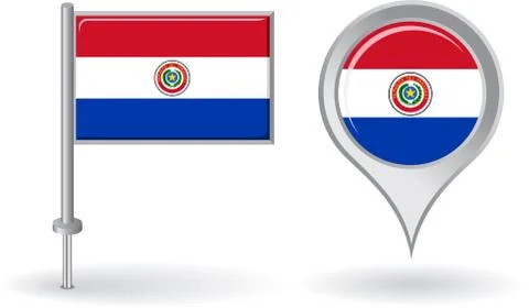Paraguayan pin icon and map pointer flag. Vector 库存插图