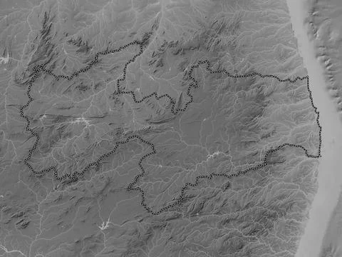 Paraiba, Brazil. Grayscale elevation map with lakes and rivers Stock Illustration