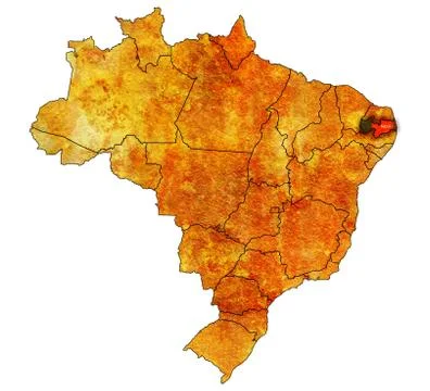 Paraiba state on map of brazil Stock Illustration