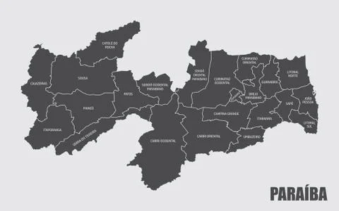 Paraiba State regions map Stock Illustration