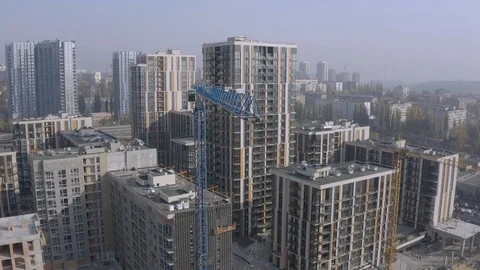 Paralax effect with big building crane Stock Footage 118720328