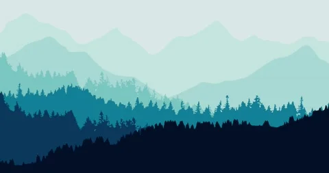 Parallax animation of dense forest mountains with bluish tones Stock Footage 170669604