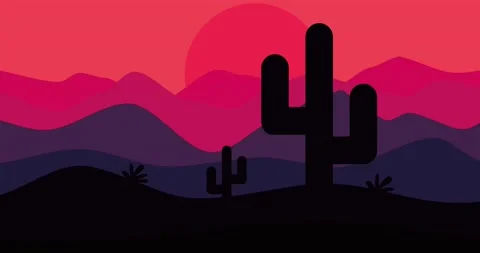 Parallax animation of modern cactus background with twilight feel Stock Footage 170787202