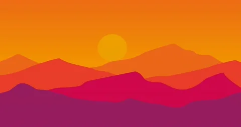 Parallax animation of red mountains background at dusk Stock Footage 181558806