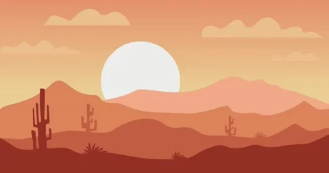 Parallax animation video cactus desert background blazing in the sun Stock Footage