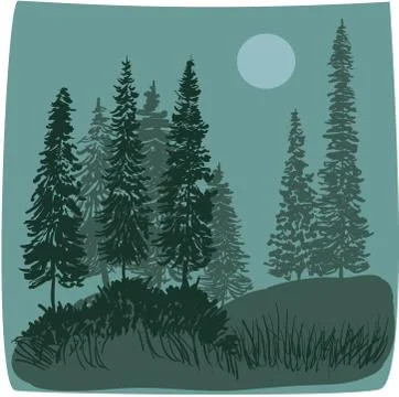 Parallax background of spruce trees Stock Illustration