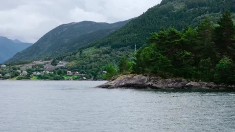 Parallax camera movement sailing past the island Fjords. Stock Footage 197908368
