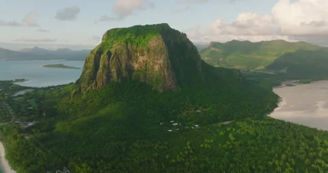 Parallax effect. Aerial view of the high peak of the mountain. The background Stock Footage 200021218