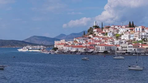 Parallax Orbit Move of Poros Seafront Video stock 316802604