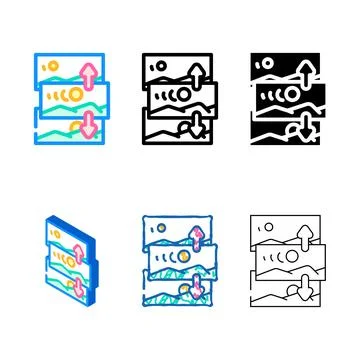 Parallax pack scrolling ux ui design color icon vector Illustrazione stock