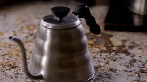 Parallax pan of coffee pot on a kitchen counter Stock-Footage 166986293