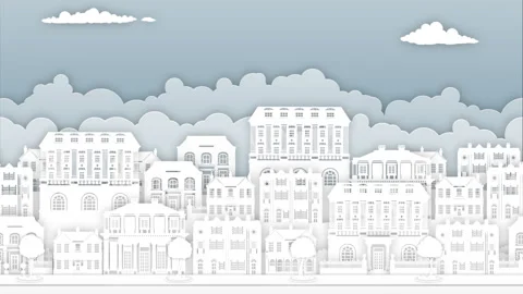 Parallax Scroll Loop Background Houses Street Stock Footage 132583360