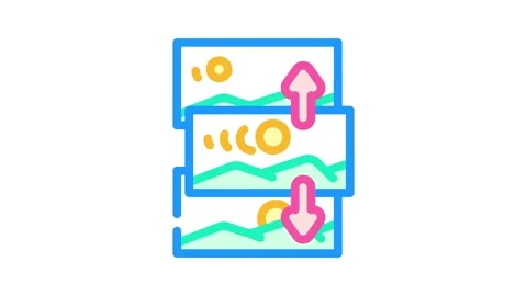 Parallax scrolling ux ui design color icon animation Stock Footage 327264432