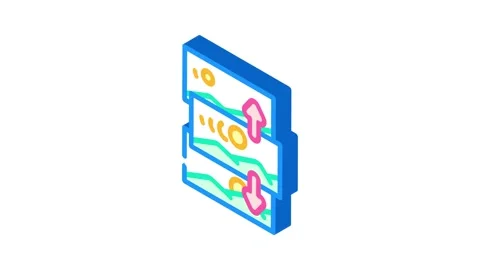Parallax scrolling ux ui design isometric icon animation Stock Footage 327286525