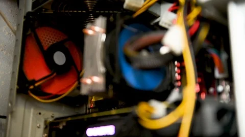 Parallax shot from the inside of a working computer case Stock Footage 126995093