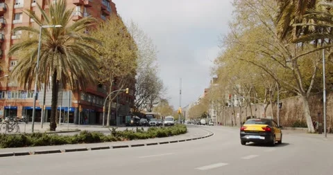 Parallel Aveue, Av. del Paral-lel in barcelona. view from sea, near Sea museum 스톡 동영상 151555232