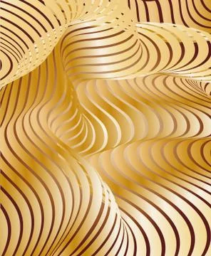 Parallel bands of metal with a gradient fill. Bizarre curved shape. Acrylic p 库存插图