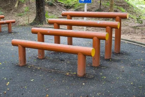 The parallel bar exercise equipment in the park Stock Photos