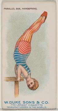 Parallel Bar, Handspring, from the Gymnastic Exercises series (N77) for Duk.. Stock Photos