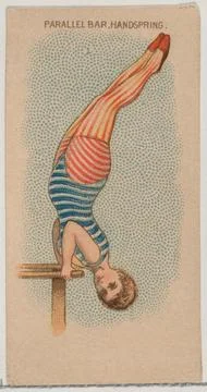 Parallel Bar, Handspring, from the Gymnastic Exercises series (N77) for Duk.. Stock Photos