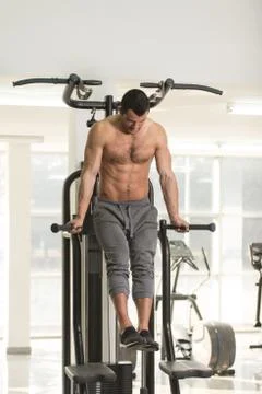Parallel Bars Exercise For Triceps And Chest Stock Photos