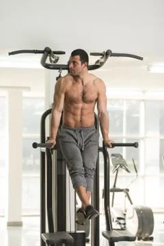 Parallel Bars Exercise For Triceps And Chest Foto stock