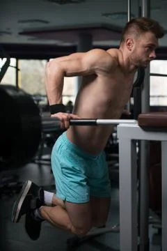 Parallel Bars Exercise For Triceps And Chest Stock-Fotos