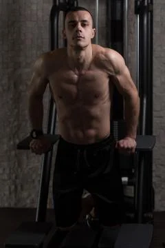 Parallel Bars Exercise For Triceps And Chest Stock Photos