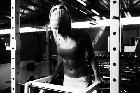 Parallel Bars Exercise For Triceps And Chest Stock Photos