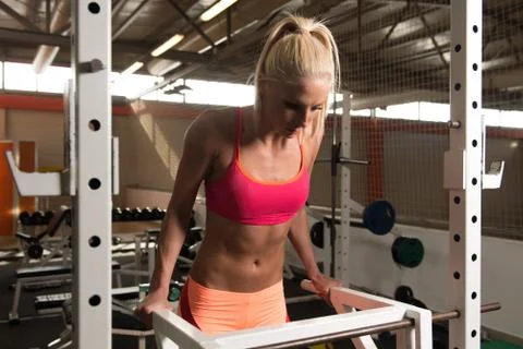 Parallel Bars Exercise For Triceps And Chest Stock Photos