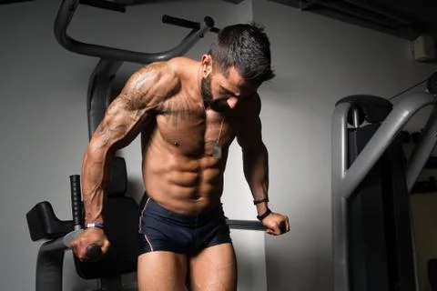 Parallel Bars Exercise For Triceps And Chest Stock Photos