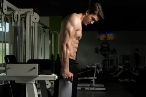 Parallel Bars Exercise For Triceps And Chest Stock Photos
