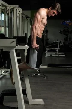 Parallel Bars Exercise For Triceps And Chest Stock Photos