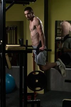 Parallel Bars Exercise For Triceps And Chest Stock Photos