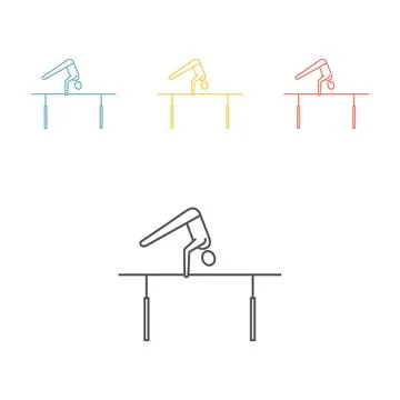 Parallel bars. Line icons. Artistic gymnastics. Sport sign Stock Illustration