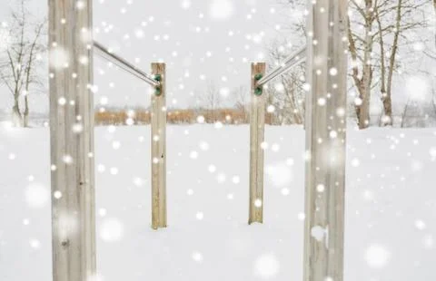 Parallel bars outdoors in winter Stock Photos