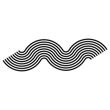 Parallel black lines creating wave pattern on white background Stock Illustration