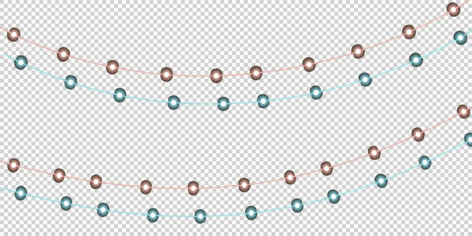 Parallel curved strings of glowing lights in shades of pink and blue agains.. Illustrazione stock