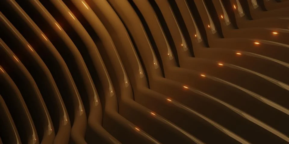 Parallel curves waves plastic tube surface golden curve distorted 3d abstra.. Stock Illustration