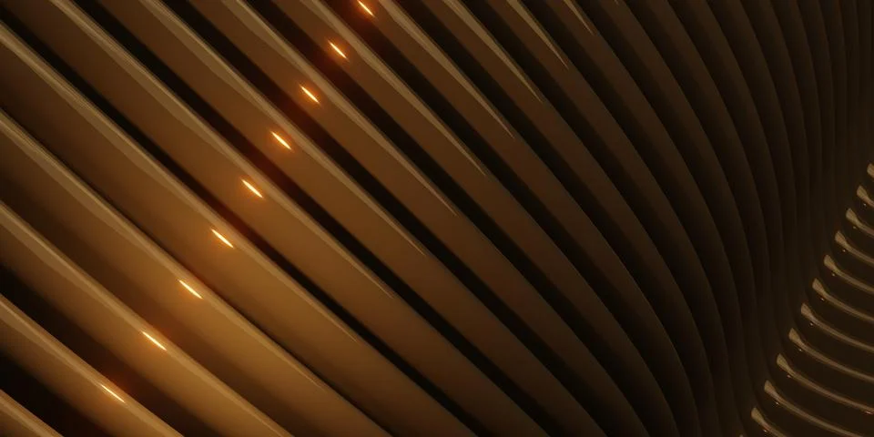 Parallel curves waves plastic tube surface golden curve distorted 3d abstra.. Stock Illustration