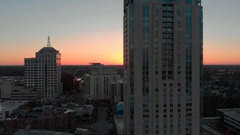 Parallel drone sunrise over city Stock Footage 87527561