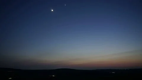 Parallel flight of Moon and Venus Timelapse Stock Footage 138295115