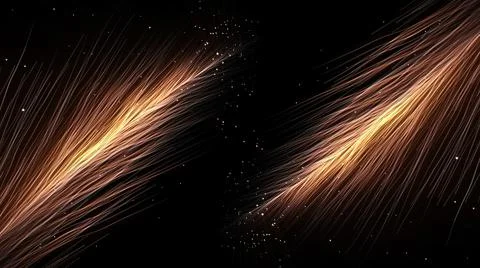 Parallel flows of energy lines on black background. Motion. Energy threads move Stock Illustration